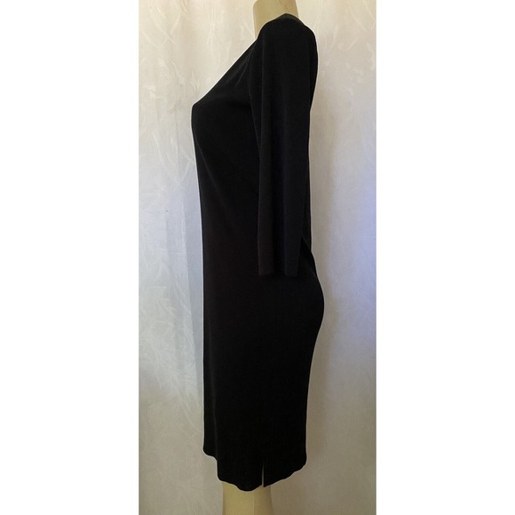 Ming Wang Dress Sheath Black 3/4 Sleeve V Neck Knit Acrylic Classic LBD … - Picture 4 of 7